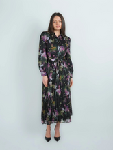 Load image into Gallery viewer, Chiffon Belted Pleated Shirt Dress

