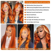 Load image into Gallery viewer, Ginger Orange Body Wave Human Hair Lace Front Wig #350 Colored 13x6 Pre Plucked 200%
