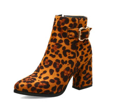 Load image into Gallery viewer, Leopard Print Chunky Heel Boots - # GIAA73410014
