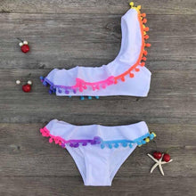 Load image into Gallery viewer, Girls Split Swimsuits Cute Shoulder Swimsuit Toddler Baby Girls 2 Piece Swimsuit Kids Bathing Beach Sun Suit  Children Swimwear Bikini Set Girl Swimming Clothes Kids Bathing Suit Beachwear For Summer
