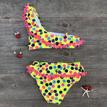 Load image into Gallery viewer, Girls Split Swimsuits Cute Shoulder Swimsuit Toddler Baby Girls 2 Piece Swimsuit Kids Bathing Beach Sun Suit  Children Swimwear Bikini Set Girl Swimming Clothes Kids Bathing Suit Beachwear For Summer
