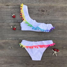 Load image into Gallery viewer, Girls Split Swimsuits Cute Shoulder Swimsuit Toddler Baby Girls 2 Piece Swimsuit Kids Bathing Beach Sun Suit  Children Swimwear Bikini Set Girl Swimming Clothes Kids Bathing Suit Beachwear For Summer
