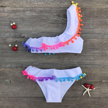 Load image into Gallery viewer, Girls Split Swimsuits Cute Shoulder Swimsuit Toddler Baby Girls 2 Piece Swimsuit Kids Bathing Beach Sun Suit  Children Swimwear Bikini Set Girl Swimming Clothes Kids Bathing Suit Beachwear For Summer
