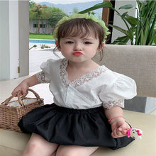 Load image into Gallery viewer, Girls' Summer Lace Top &amp; Bubble Shorts Set | Ages 3-8 - # GIAA212310020
