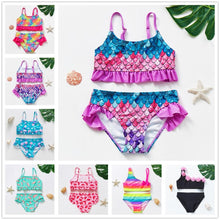 Load image into Gallery viewer, Girls Swimsuit Kids Swimwear Cute Print Kids Bikini Sets Girls Swimsuits Two Piece Bathing Suit Sets 3D Printed Swimwear Ruffle Style Children Swimwear Kids Beach Wear 2-16 Year
