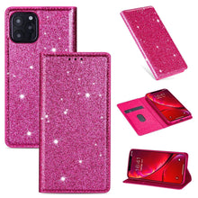 Load image into Gallery viewer, Glitter Leather Magnetic Flip Case for IPhone 14 13 11 12 Mini Pro Max Wallet Card Holder Cover Flip Shockproof Leather Wallet Case With Stand Silicone Bumper Cover
