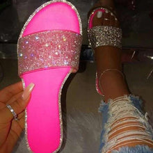 Load image into Gallery viewer, Glitter Slippers Women Summer Sandals Fashion Bling Candy Color Flip Flops Beach Diamond Flat Outdoor Sandals Slip On Sandals Slide Glitter Bling Casual Sandal Flat Open Toe Sparkle Slides
