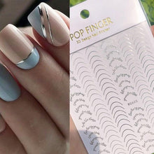 Load image into Gallery viewer, Gold 3D Nail Sticker Curve Stripe Lines Nails Stickers Gradient Adhesive Striping Tape Nail Foil Nail Art Stickers Decals Silver Strip Line Nail Decal Self-Adhesive 3D Wave Decal Decoration Metallic Curve Design Decoration for Women Girls
