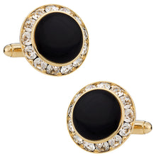 Load image into Gallery viewer, Gold Enamel CZ Cufflinks
