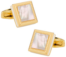 Load image into Gallery viewer, Gold Mother of Pearl Square Cufflinks
