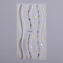 Load image into Gallery viewer, Gold Silver 3D Nail Sticker Curve Stripe Lines Nails Stickers Gradient Adhesive Striping Tape Nail Art Stickers Decal Decoration Metallic Curve Strip Line Nail Decal Self-Adhesive 3D Wave Design Decoration for Women Girls
