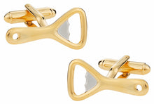 Load image into Gallery viewer, Gold Silver Bottle Opener Cufflinks
