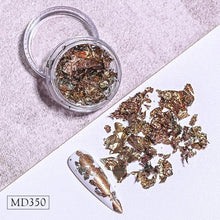 Load image into Gallery viewer, Gold Silver Irregular Aluminum Foil Paper Nail Art Sticker 3D Glitter Manicure UV Gel Polish Nail Decoration Tools Decoration Stickers Decoration New Gold Nail Transfer Foils for Nail Arts Nails Supply Holographic Effect Nail Art Foil Stickers
