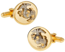 Load image into Gallery viewer, Gold Silver USMC Marine Corp Eagle, Globe &amp; Anchor Cufflinks for Officer
