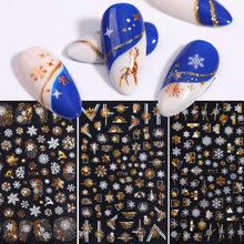 Load image into Gallery viewer, Gold Silver White Snowflakes 3D Nail Stickers Iridescent Self Adhesive Transfer Decals Manicures Art Decoration Slider  Nails Decals Sticker Hot Sexy Girl Tip Back Glue Decal Cool Lollipop Self Adhesive Acrylic Tips Tool Decoration
