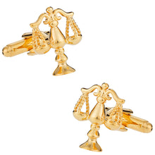 Load image into Gallery viewer, Gold Tone Scales of Justice Cufflinks
