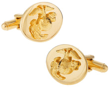 Load image into Gallery viewer, Gold USMC Marine Corp Eagle, Globe &amp; Anchor Officer Cufflinks
