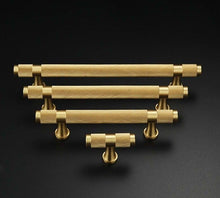 Load image into Gallery viewer, Golden Brass Knurled Textured Simple Kitchen Cabinet handle And Handles Drawer Pulls Bedroom Door Knobs  Cupboard Bathroom Door Handles Brushed Brass Pulls For Cabinets
