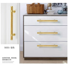 Load image into Gallery viewer, Golden Brass Knurled Textured Simple Kitchen Cabinet handle And Handles Drawer Pulls Bedroom Door Knobs  Cupboard Bathroom Door Handles Brushed Brass Pulls For Cabinets

