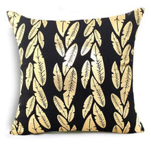 Load image into Gallery viewer, Golden Love Leaves Bronzing Cushion Decorative Pillow Black And Gold Pillow Cover Home Pillowcases Velvet Home Decor Sofa Pillows Cover 45x45CM
