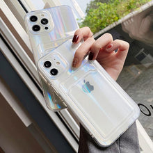 Load image into Gallery viewer, Gradient Rainbow Charming Case For iPhone 13 11 12 Pro Max XS XR 7 8 Plus Transparent Cover with Wallet Card Holder Case  Soft Cover for iPhone
