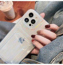 Load image into Gallery viewer, Gradient Rainbow Charming Case For iPhone 13 11 12 Pro Max XS XR 7 8 Plus Transparent Cover with Wallet Card Holder Case  Soft Cover for iPhone
