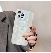 Load image into Gallery viewer, Gradient Rainbow Charming Case For iPhone 13 11 12 Pro Max XS XR 7 8 Plus Transparent Cover with Wallet Card Holder Case  Soft Cover for iPhone
