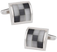 Load image into Gallery viewer, Gray Glass Mosaic Cufflinks
