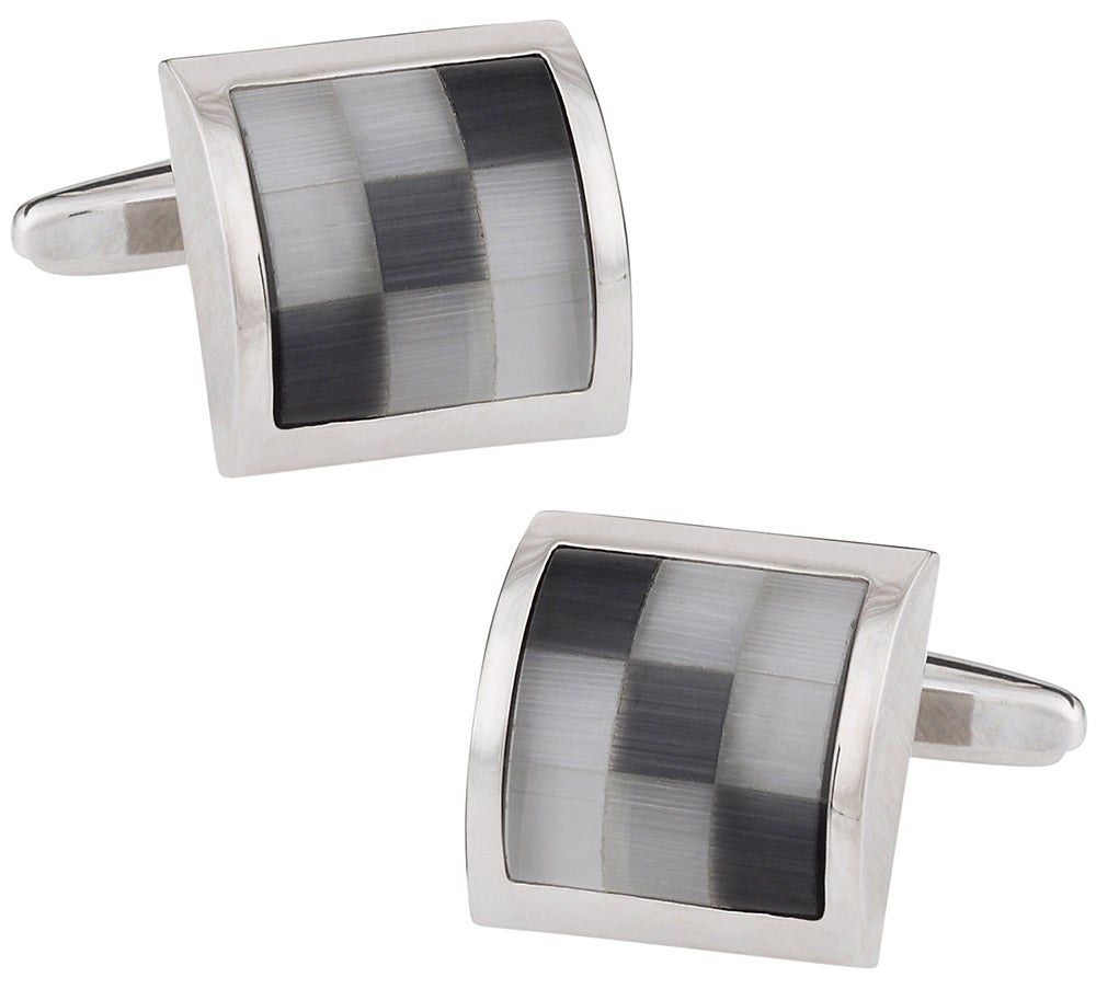 Gray Glass Mosaic Cufflinks
