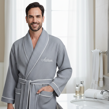Load image into Gallery viewer, Premium Waffle Piping Robe for Men
