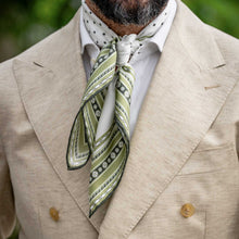 Load image into Gallery viewer, Verona - Silk Neckerchief - White &amp; Sage
