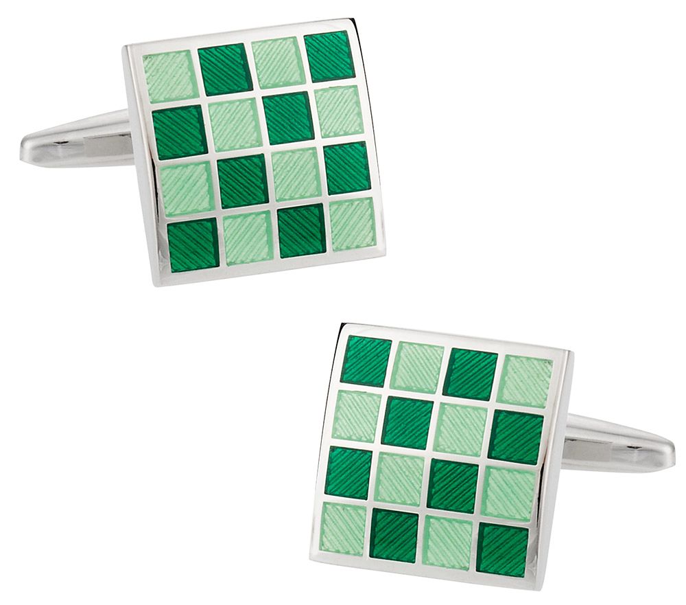 Green Checkerboard Enamel Cufflinks
