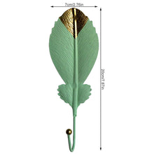 Load image into Gallery viewer, Green Gold Single Leaf Hanging Coat Hook Mini Wall Key Hook Home Decoration Modern Home Hanger Leaf Shape Coat Hooks Wall Mounted Hooks
