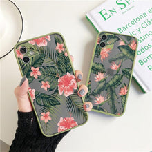 Load image into Gallery viewer, Green Leaves Plant Flower Phone Case for iphone 11 12 13 14 Pro Max Hard Back Shockproof Cover Floral Tropical Design with Slim Glossy Green Palm Leaves Pattern Case
