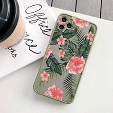 Load image into Gallery viewer, Green Leaves Plant Flower Phone Case for iphone 11 12 13 14 Pro Max Hard Back Shockproof Cover Floral Tropical Design with Slim Glossy Green Palm Leaves Pattern Case
