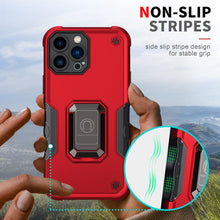 Load image into Gallery viewer, Green Shockproof Armor Case for iPhone 13 Pro Max 13 mini Ring Stand Phone Back Cover for iPhone 12 11 Pro Max Kickstand Case Built-in 360° Rotating Ring Kickstand Magnetic Case
