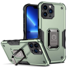 Load image into Gallery viewer, Green Shockproof Armor Case for iPhone 13 Pro Max 13 mini Ring Stand Phone Back Cover for iPhone 12 11 Pro Max Kickstand Case Built-in 360° Rotating Ring Kickstand Magnetic Case
