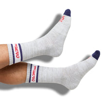 Load image into Gallery viewer, Grey Retro Script Casual Crew Socks
