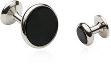 Load image into Gallery viewer, Mens&#39; Wedding Cufflinks &amp; Studs in Black Onyx &amp; Silver
