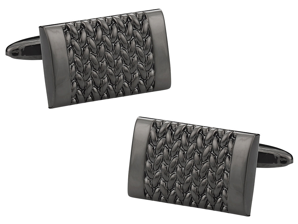 Gun Metal Weave Cufflinks