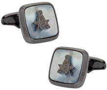 Load image into Gallery viewer, Gunmetal Mother of Pearl Masonic Cufflinks
