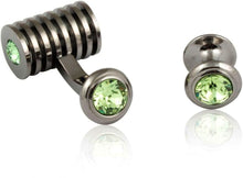 Load image into Gallery viewer, Men's Gunmetal Peridot Swarovski Barrel Formal Set
