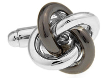 Load image into Gallery viewer, Gunmetal Silver Knot Cufflinks
