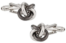 Load image into Gallery viewer, Gunmetal Silver Knot Cufflinks
