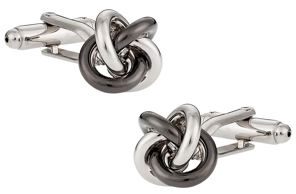 Gunmetal Silver Knot Cufflinks