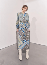 Load image into Gallery viewer, Alida Green Scarf Print Maxi Dress
