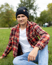 Load image into Gallery viewer, HAAKWEAR Midnight Black Beanie Hat - Classic Cuffed Knit - Made in USA
