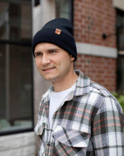 Load image into Gallery viewer, HAAKWEAR Midnight Black Beanie Hat - Classic Cuffed Knit - Made in USA
