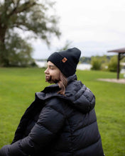 Load image into Gallery viewer, HAAKWEAR Midnight Black Beanie Hat - Classic Cuffed Knit - Made in USA
