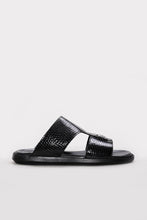 Load image into Gallery viewer, Black Embossed Leather Double-Strap Sandals for Men | Wessi
